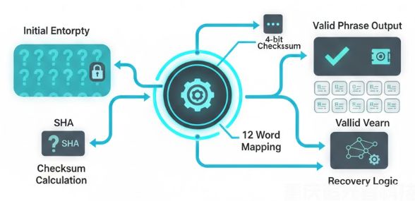 BIP39 校驗碼錯誤（Invalid Checksum）是怎么回事？12 位詞順序錯亂找回邏輯
