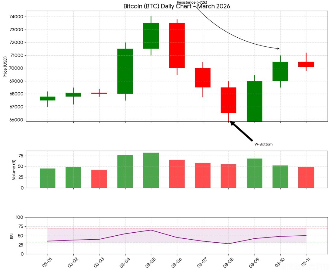 2026年3月比特幣價格走勢：從探底到反彈，當前仍處關鍵震蕩區間(1)